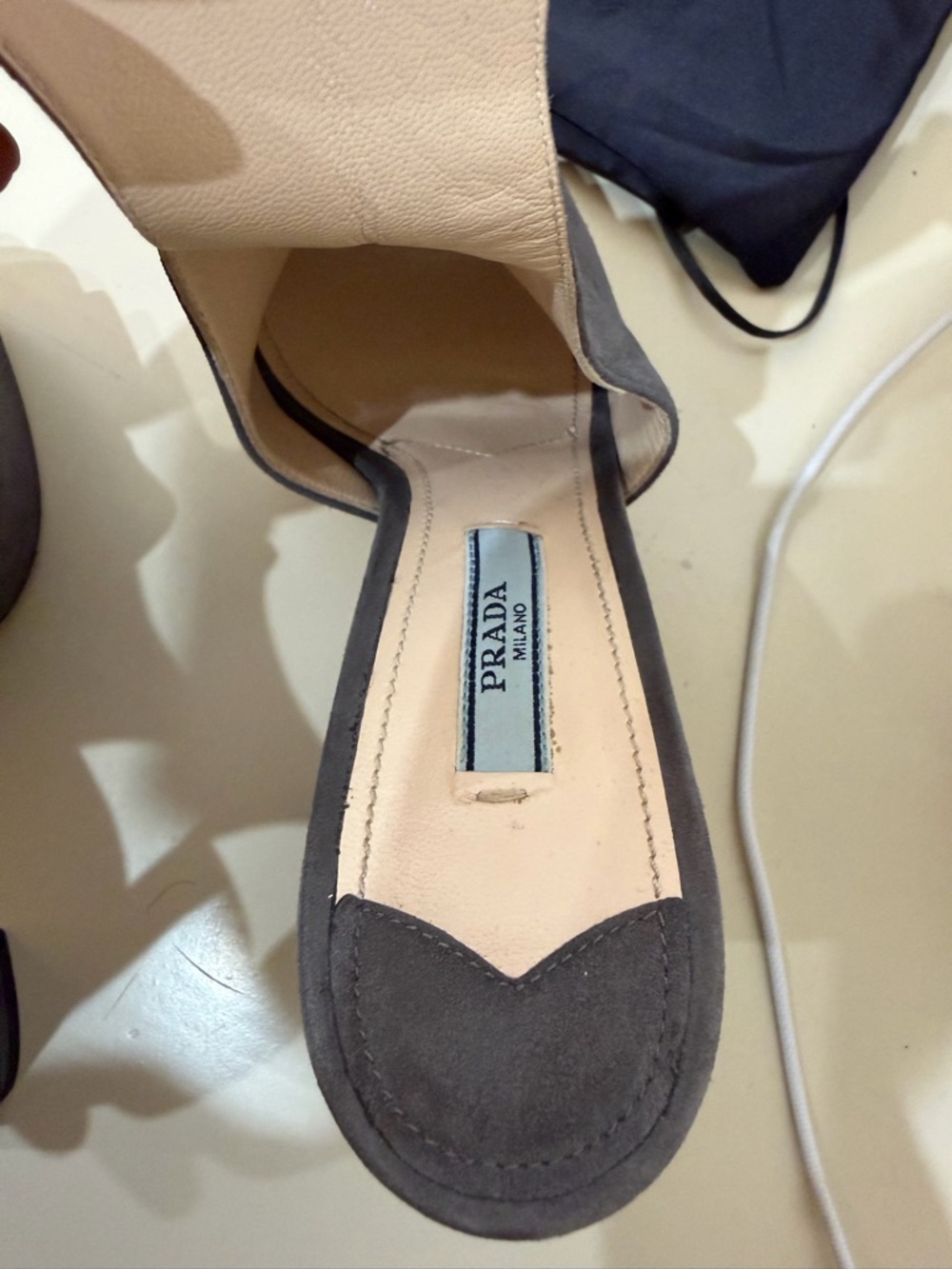 Prada Charcoal Suede Platform Sandal with Buckle Ankle Strap - Picture 10 of 10